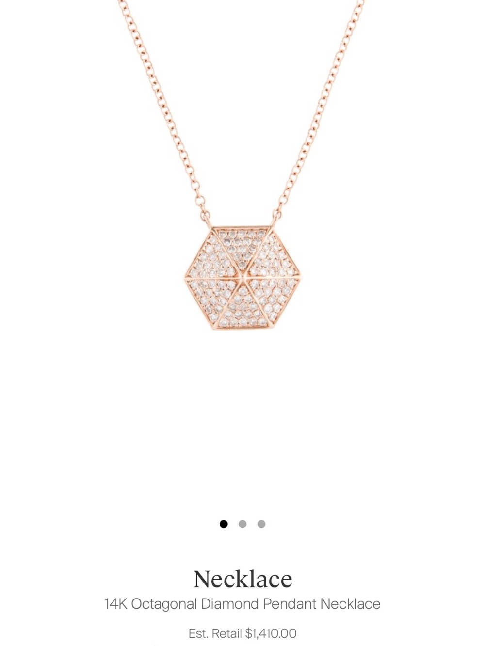 14K Rose Gold Hexagon Diamond Necklace - Picture 2 of 7